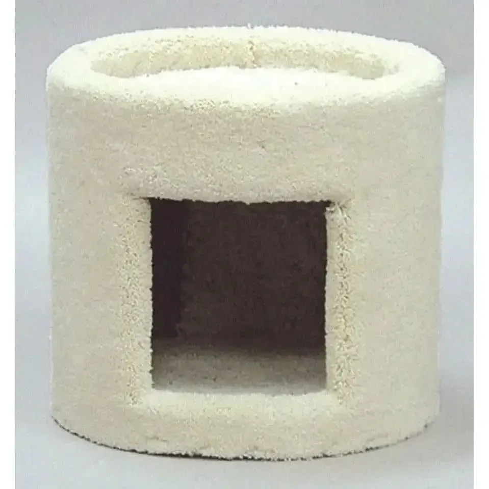 North American Pet One Story Plush Cat Condo Condo Beige
