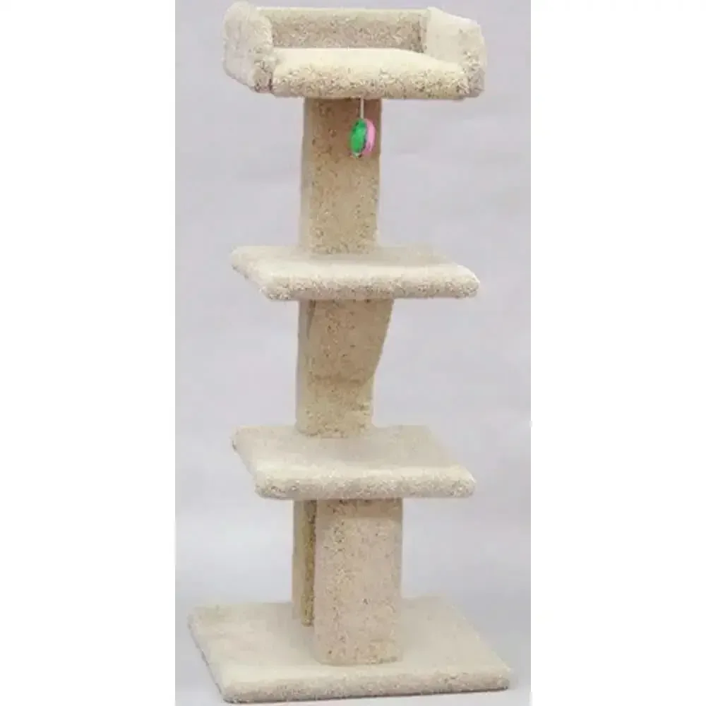 North American Pet Tree with Tray and 2 Shelves Scratcher Cat Tree Tan 44 in