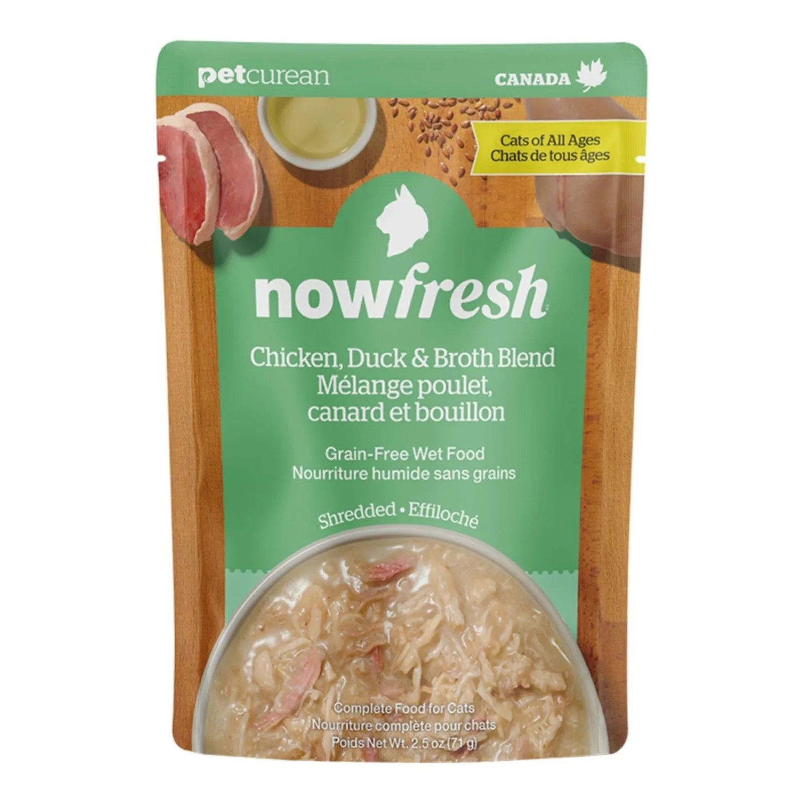 Now Fresh Cat Grain-Free Shredded Chicken + Duck Broth Blends, 2.5 oz each, Case of 24