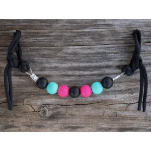 NRS Black Pink Turquoise Silicone Beaded Curb Strap