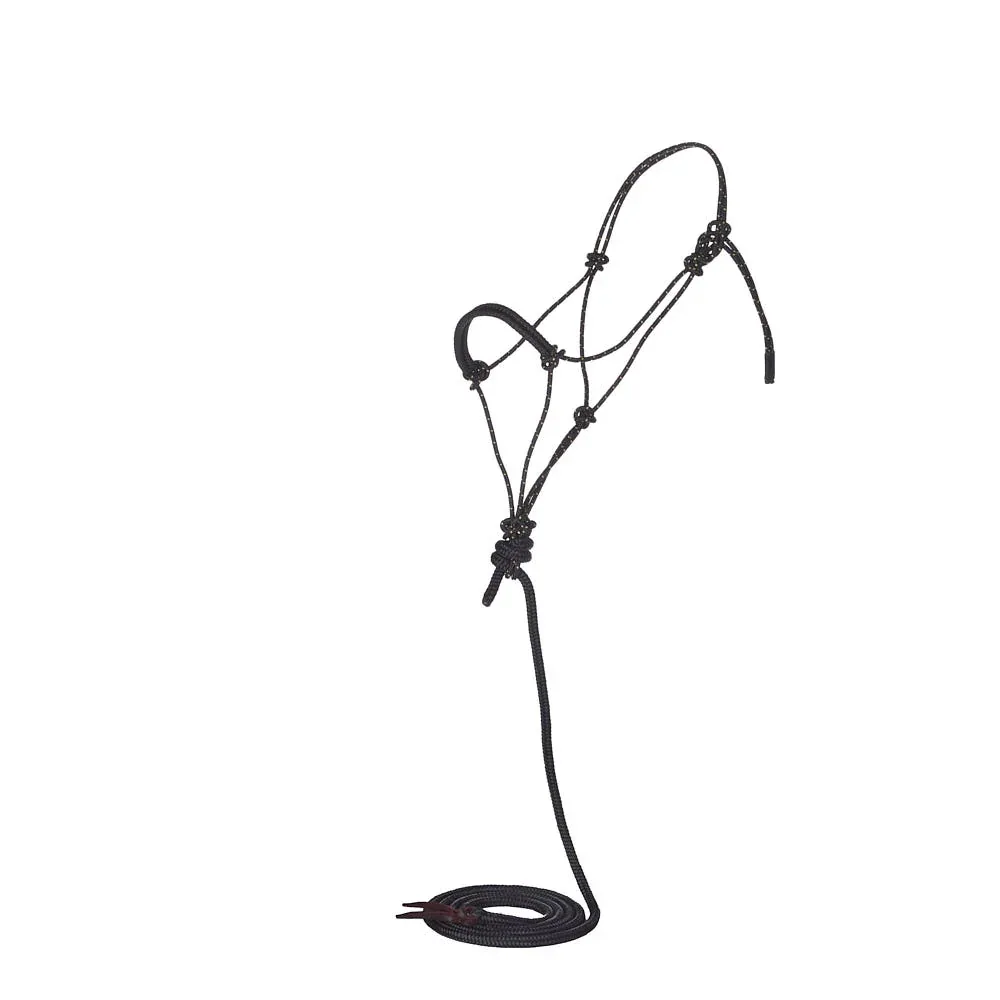 NRS Black Tracer Black Paracord Noseband Rope Halter with Attached 10ft Lead