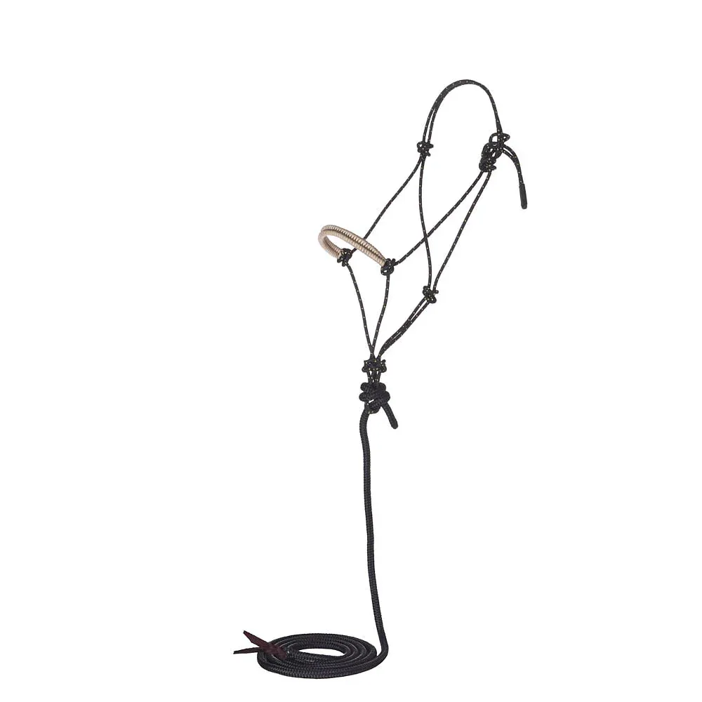 NRS Black Tracer Tan Paracord Noseband Rope Halter with Attached 10ft Lead
