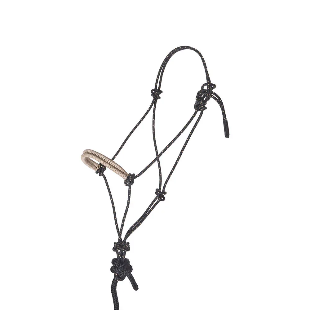 NRS Black Tracer Tan Paracord Noseband Rope Halter with Attached 10ft Lead - Image 2