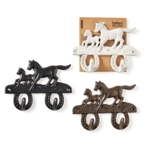 NRS Cast Iron Horse Wall Hooks -White