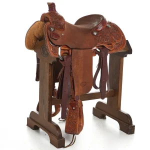 Nrs Competitor Series Used 14.5in 1/2 Breed Antique Floral Calf Roper
