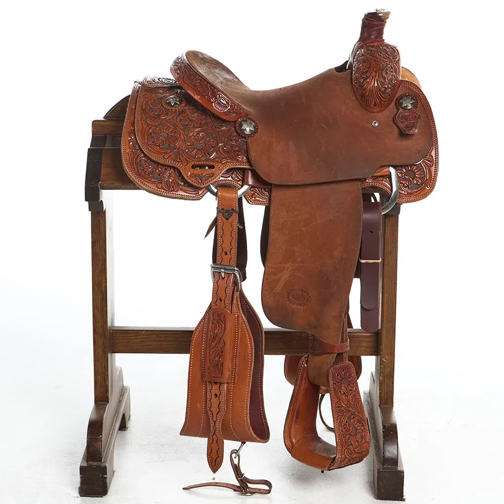 Nrs Competitor Series Used 14.5in 1/2 Breed Antique Floral Calf Roper - Image 2