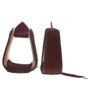 Nrs Competitors Chocolate Roughout Leather and Rawhide Roper Stirrups