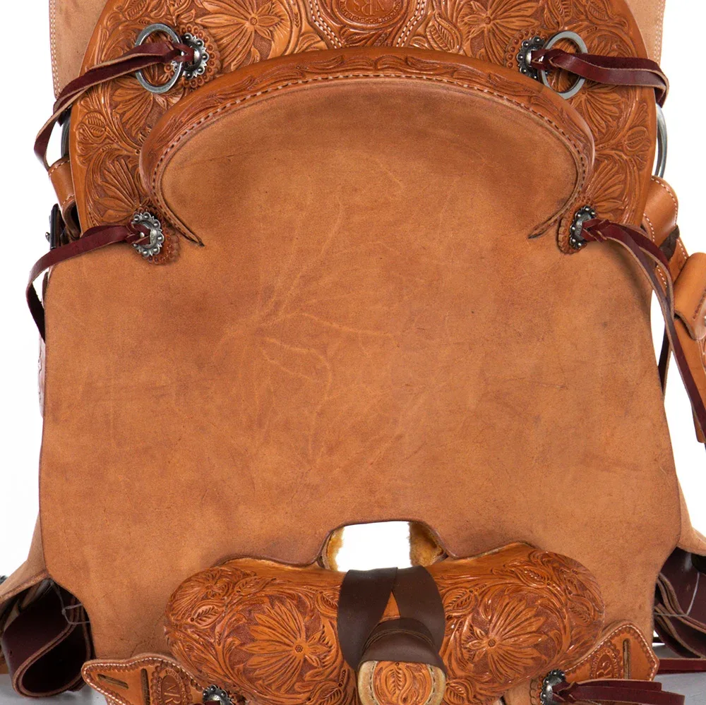 Nrs Competitors Natural 1/4 Breed Poinsettia Will James Low Cantle Ranch Roper Saddle - Image 2