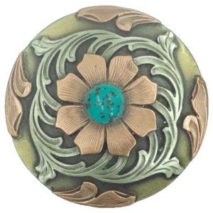 NRS Copper Floral Turquoise 1.5in Screwback Concho