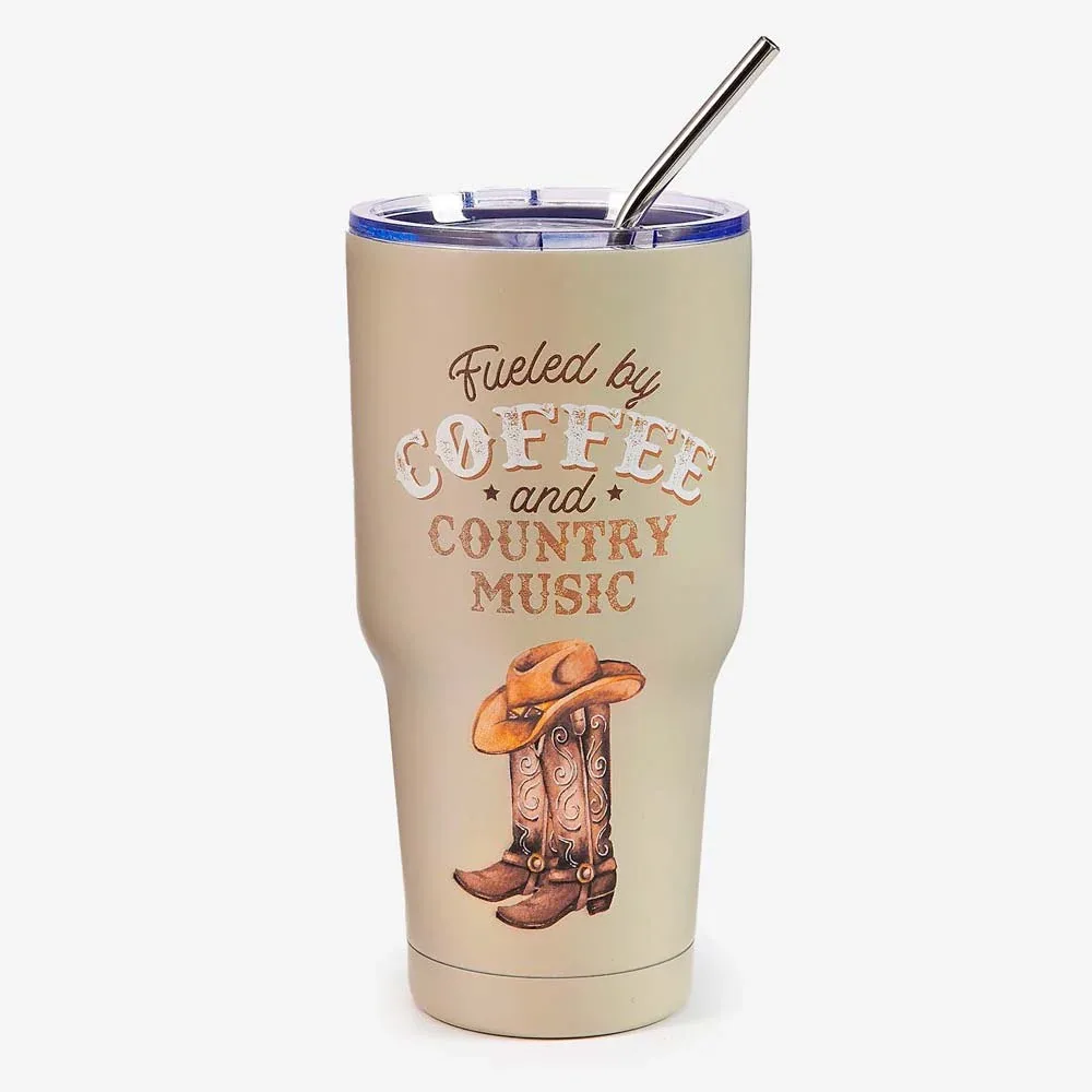 NRS Fueled By Coffee and Country Music 30 oz. Stainless Steel Travel Tumbler