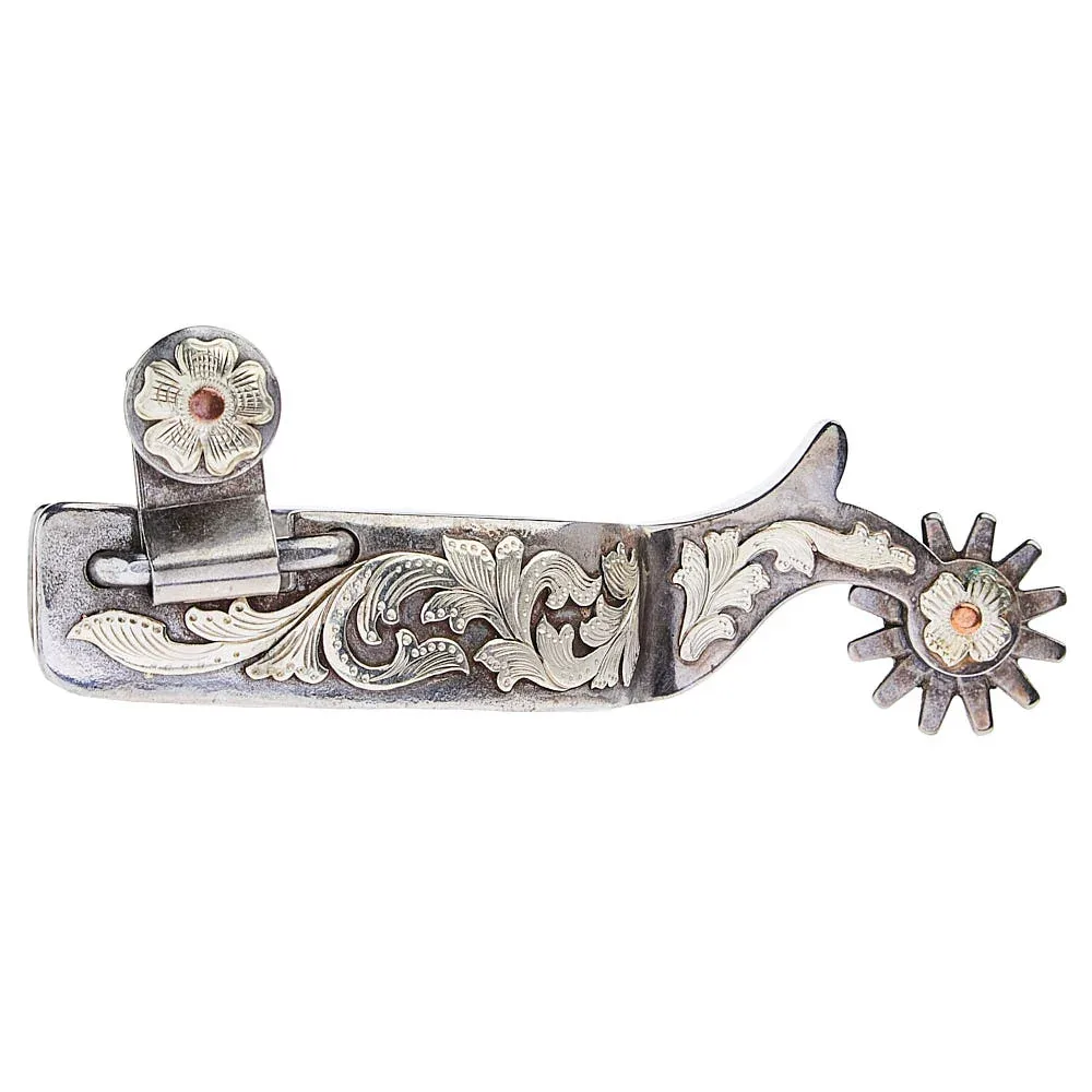 NRS Ladies 1in Floral Trim and Copper Dot Spurs