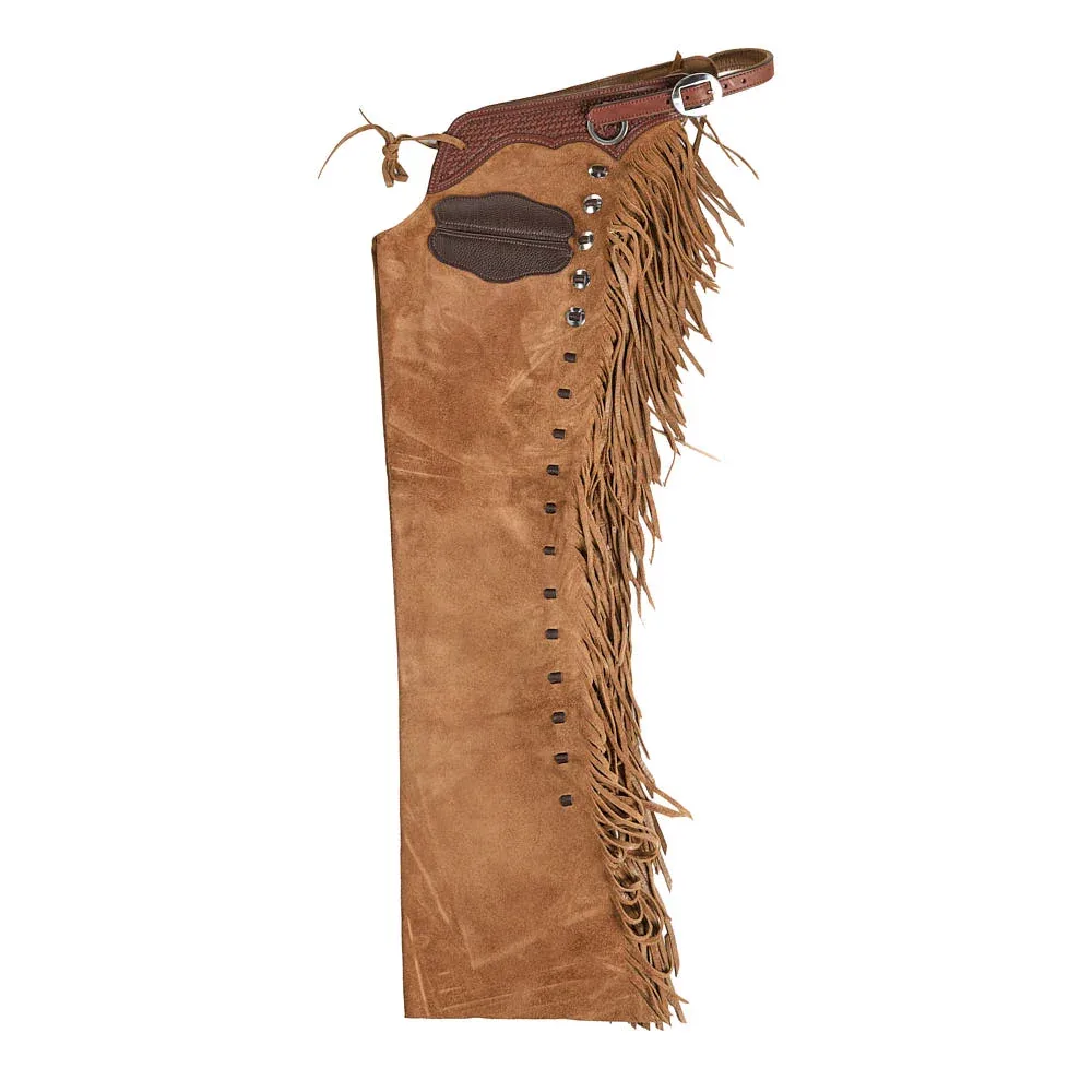 NRS Light Brown Roughout Tie Front Puncher Chaps