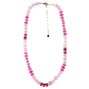 NRS Mixed Pink Pearl Stone Beaded Necklace
