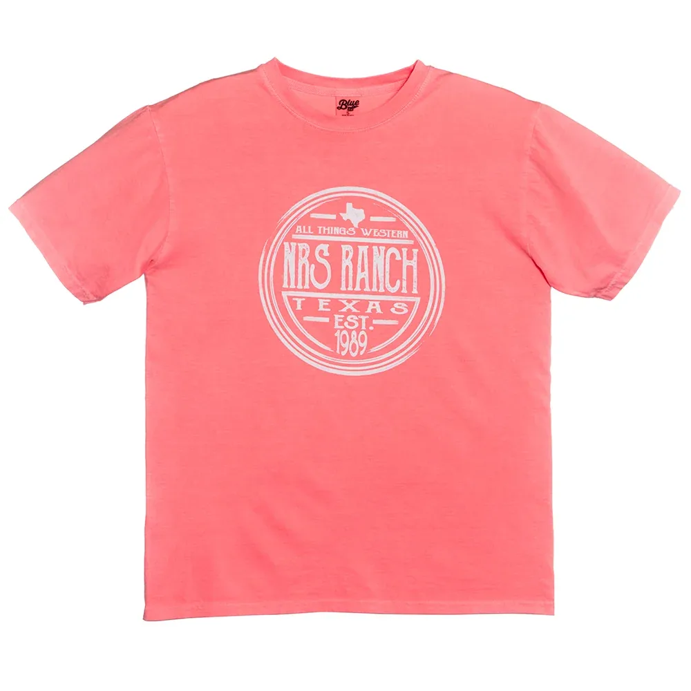 NRS NRS Ranch Texas Neon Coral Round Logo Tee - Image 2