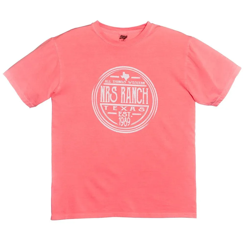 NRS NRS Ranch Texas Neon Coral Round Logo Tee