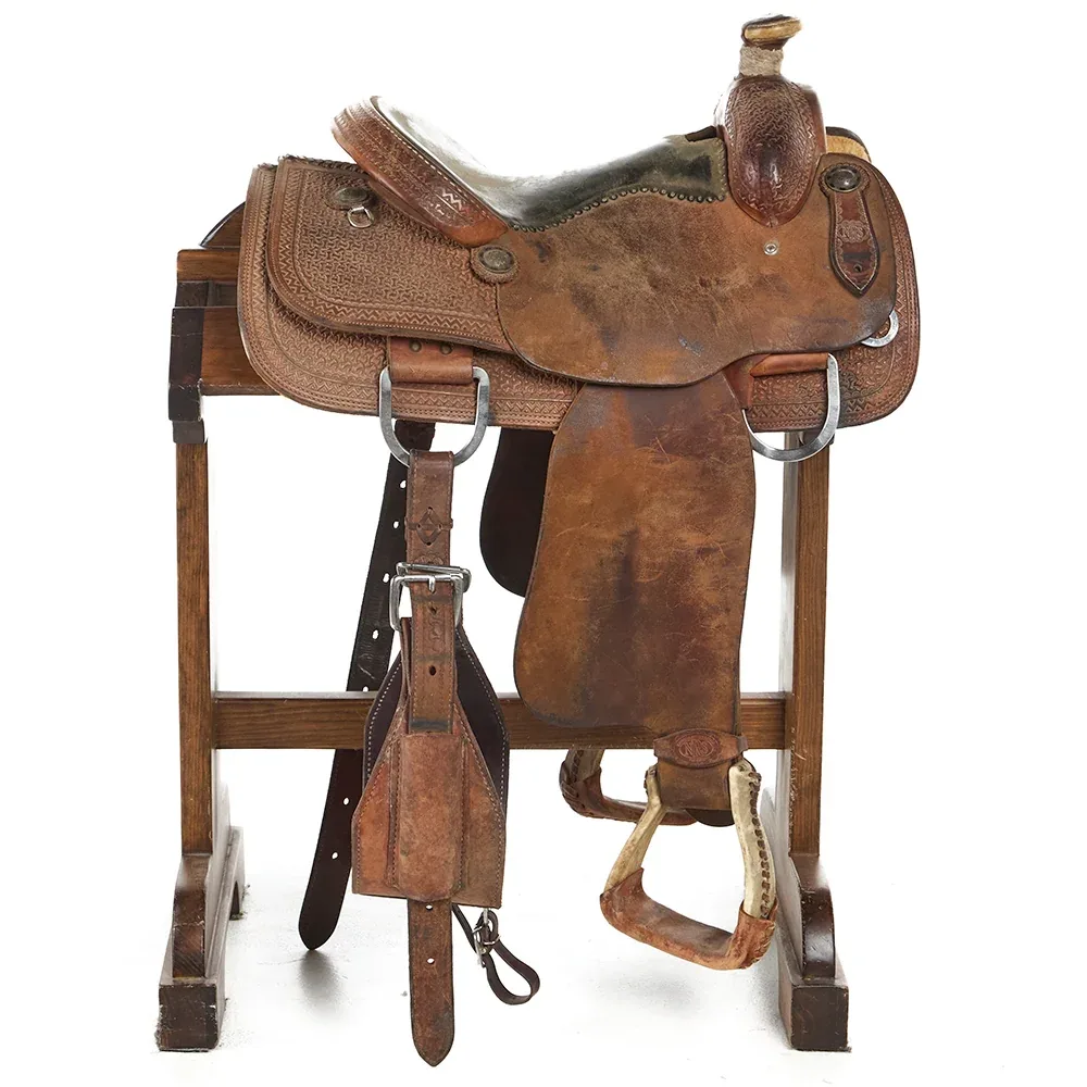 Nrs Pro Series Used 14.5in 1/2 Breed Spider Stamp Calf Roper - Image 2