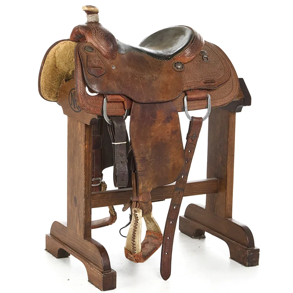 Nrs Pro Series Used 14.5in 1/2 Breed Spider Stamp Calf Roper