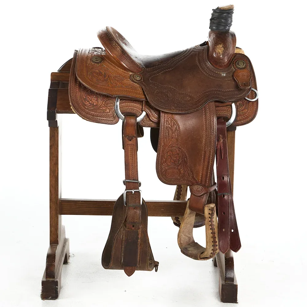 Nrs Pro Series Used 14.5in Floral and Wide Border Tooled Team Roper - Image 2