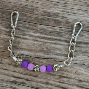 NRS Purple Leopard Silicone Beaded Chain Gag Curb Strap