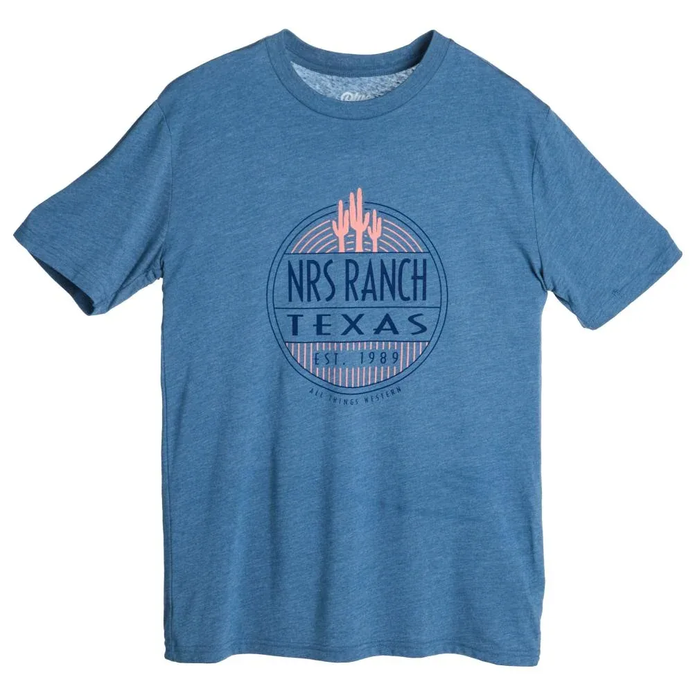 NRS Ranch Cactus Logo Denim Blue Tee
