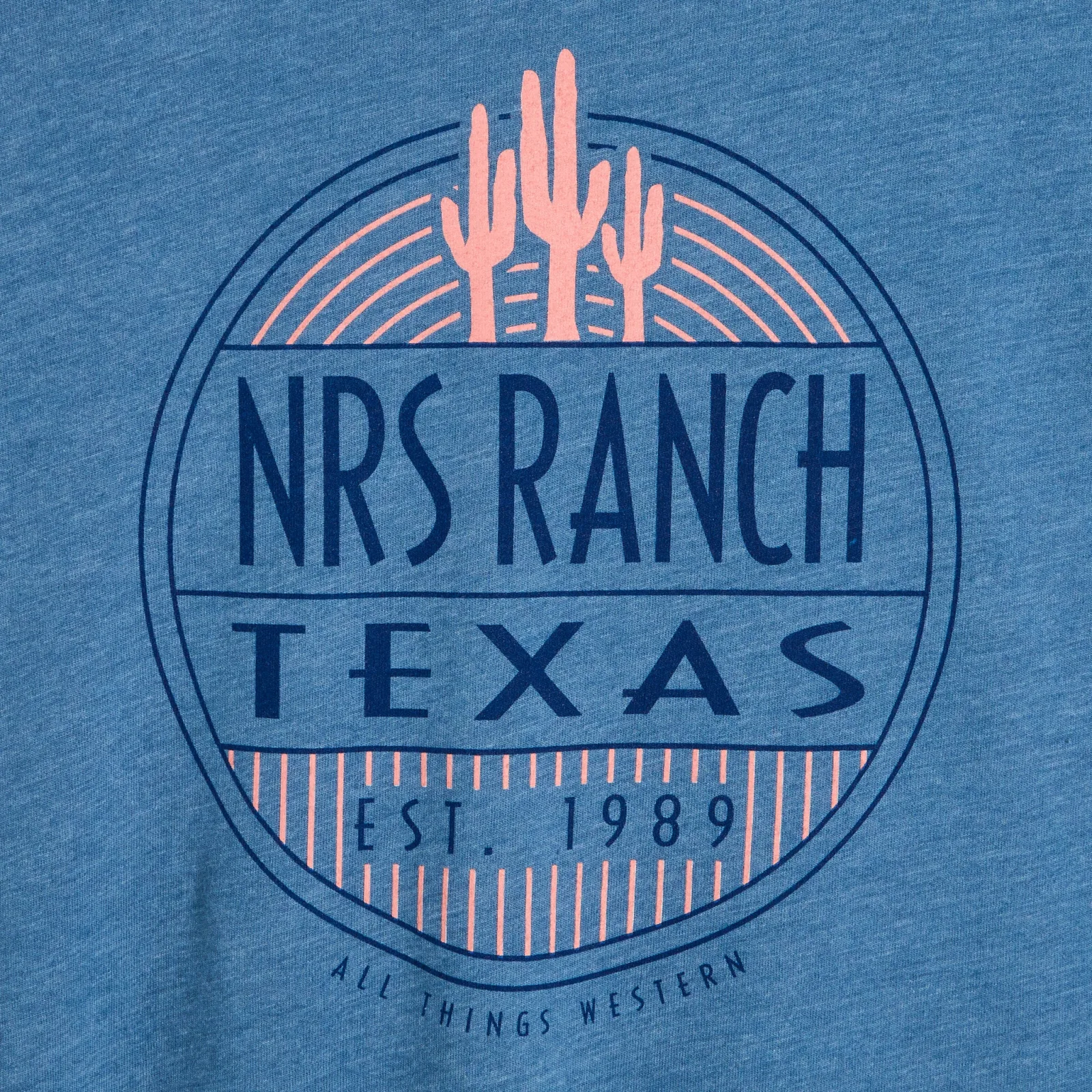 NRS Ranch Cactus Logo Denim Blue Tee - Image 2