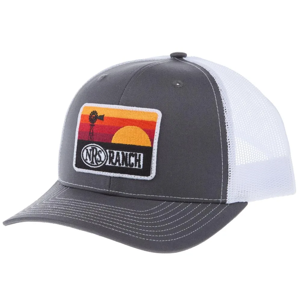 NRS Ranch Sunset Windmill Patch Charcoal and White Cap