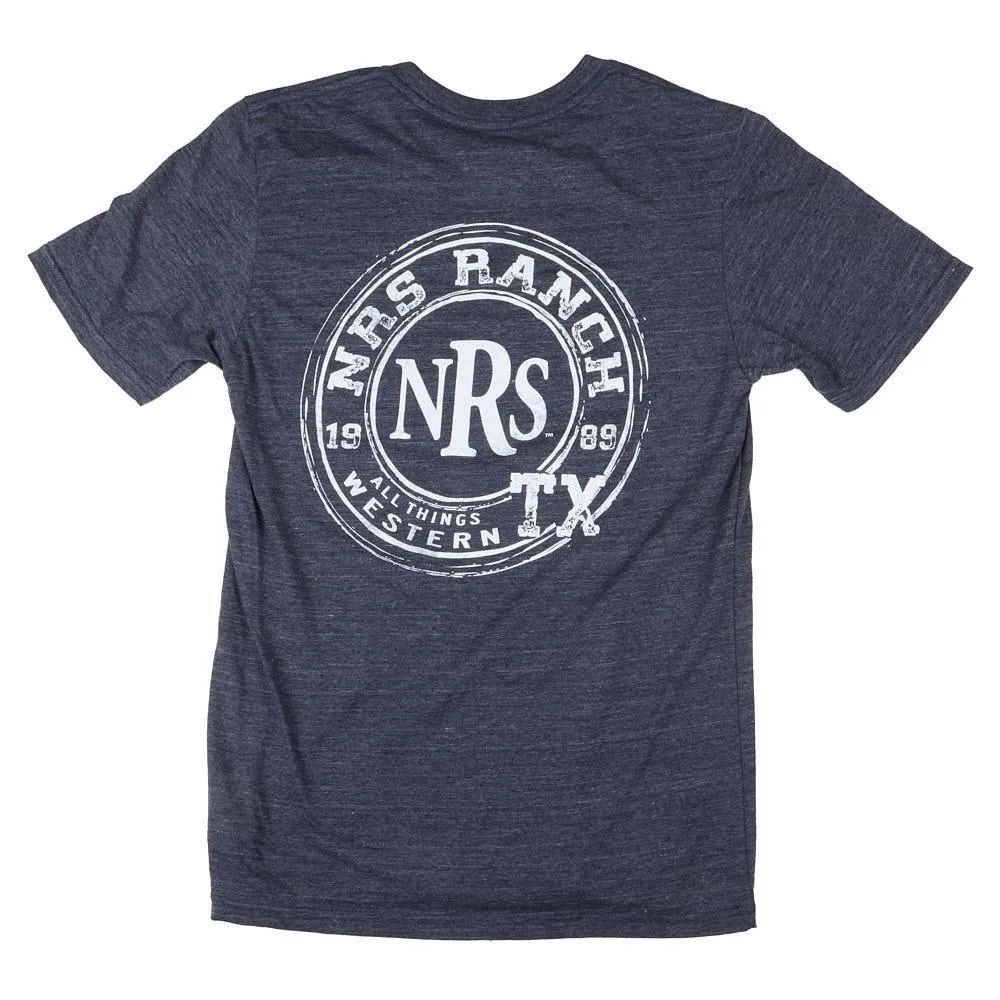 NRS Ranch TX Navy Round Logo Tee Shirt