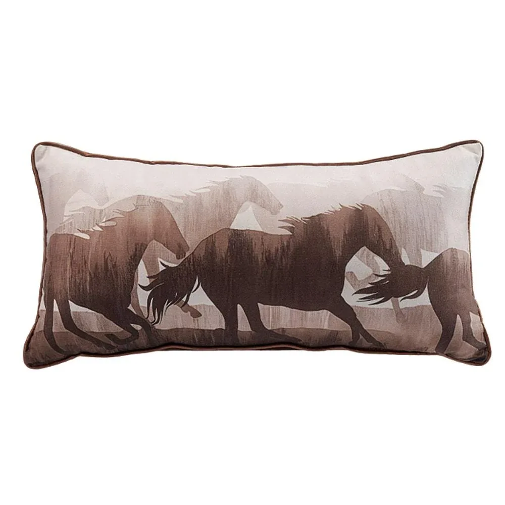 NRS Sepia Tone Running Horse Lumbar Pillow (