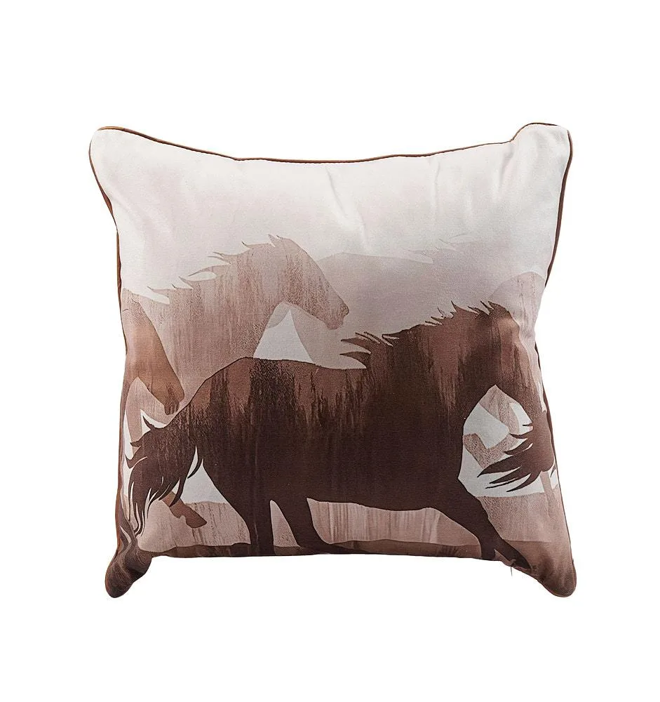 NRS Sepia Tone Running Horse Pillow Cushion