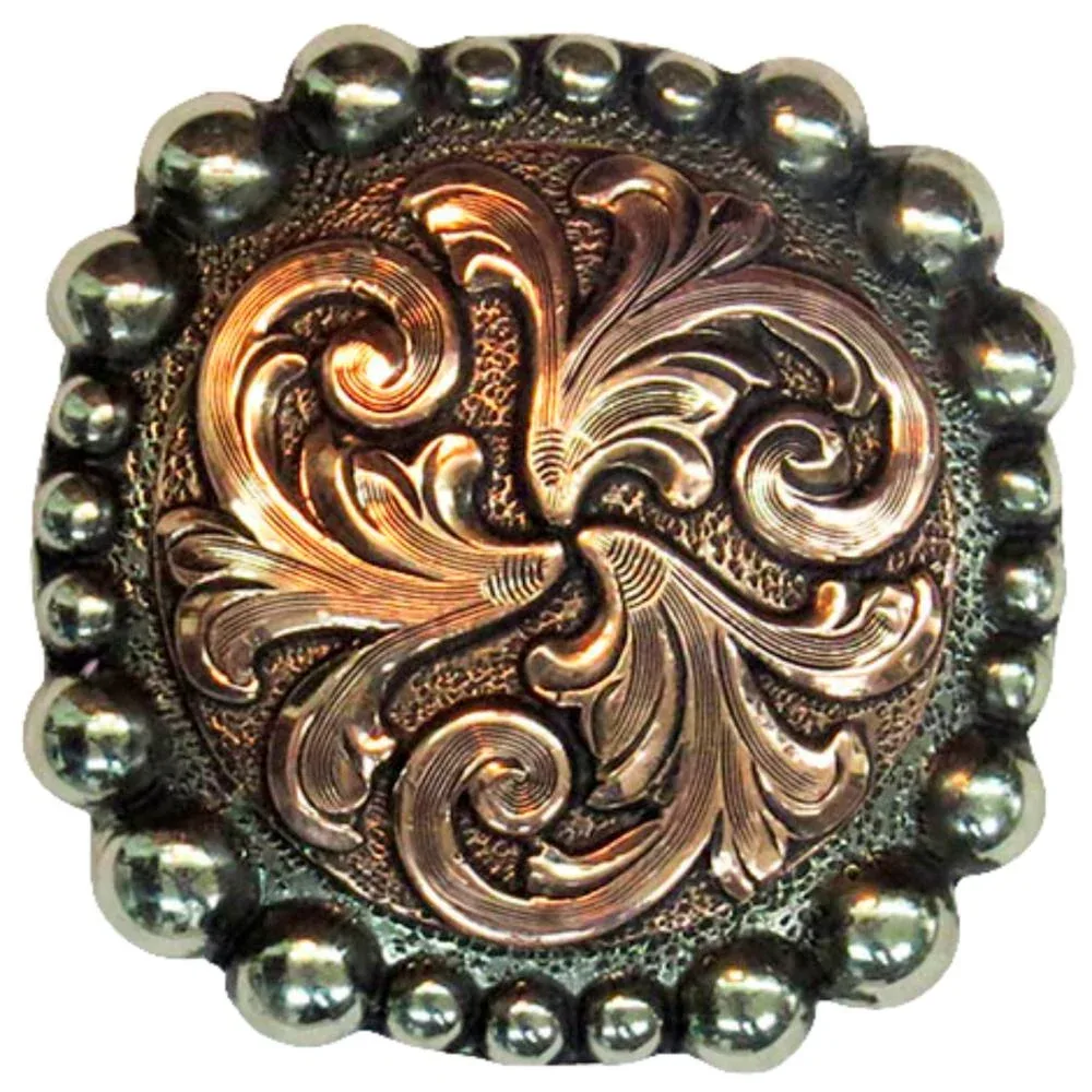 NRS Silver Copper Scroll Dot 1 1/2in. Screwback Concho