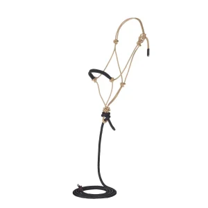 NRS Solid Tan Black Paracord Noseband Rope Halter with Attached 10ft Lead