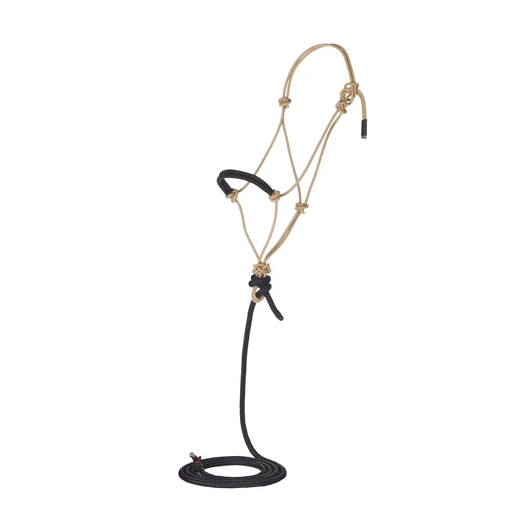 NRS Solid Tan Black Paracord Noseband Rope Halter with Attached 10ft Lead