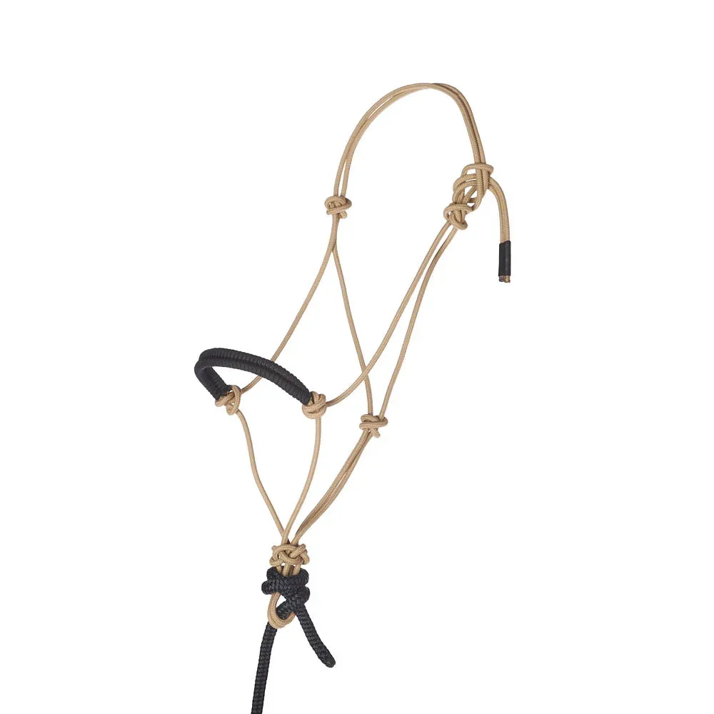 NRS Solid Tan Black Paracord Noseband Rope Halter with Attached 10ft Lead - Image 2