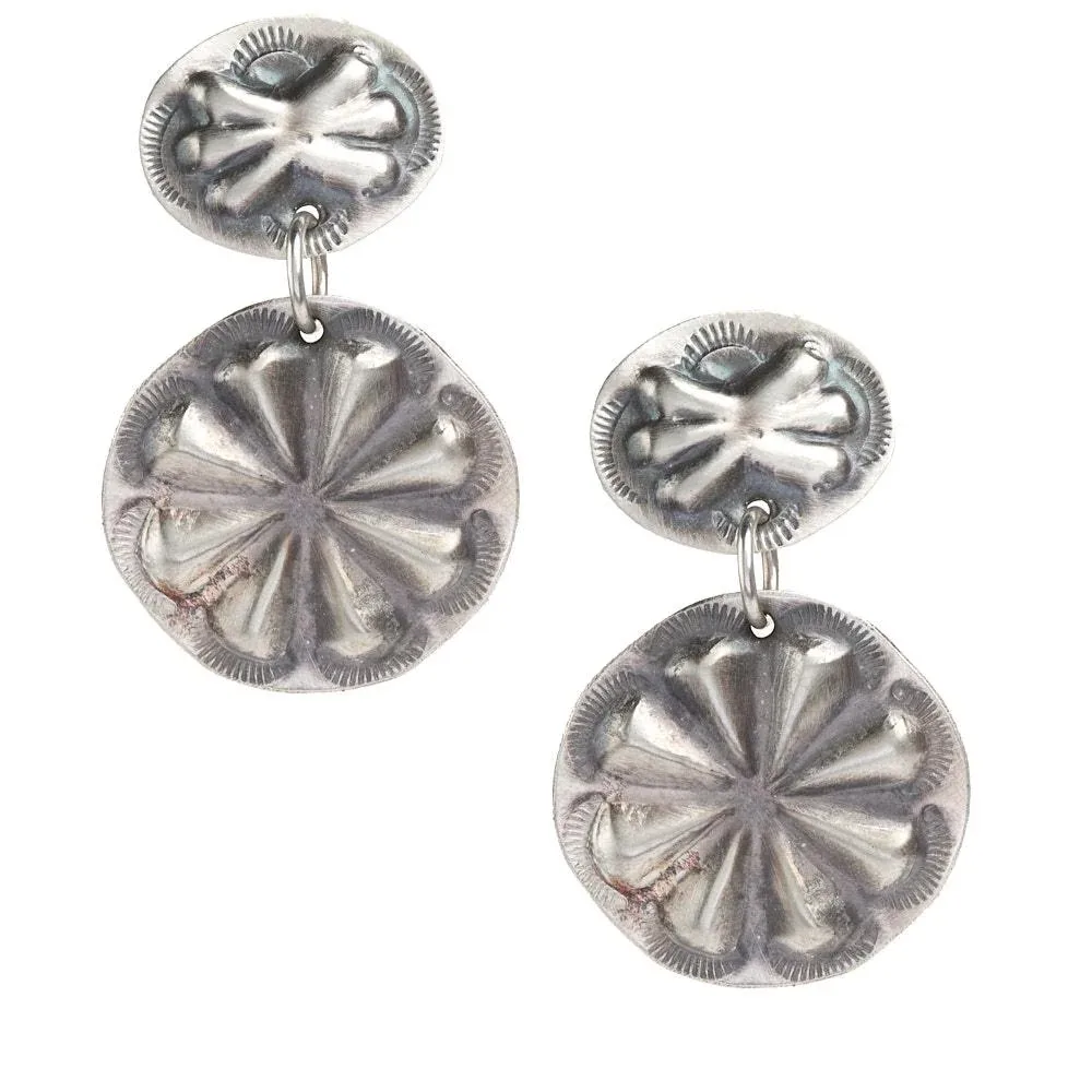 NRS Sterling Silver Concho Drop Post Earrings