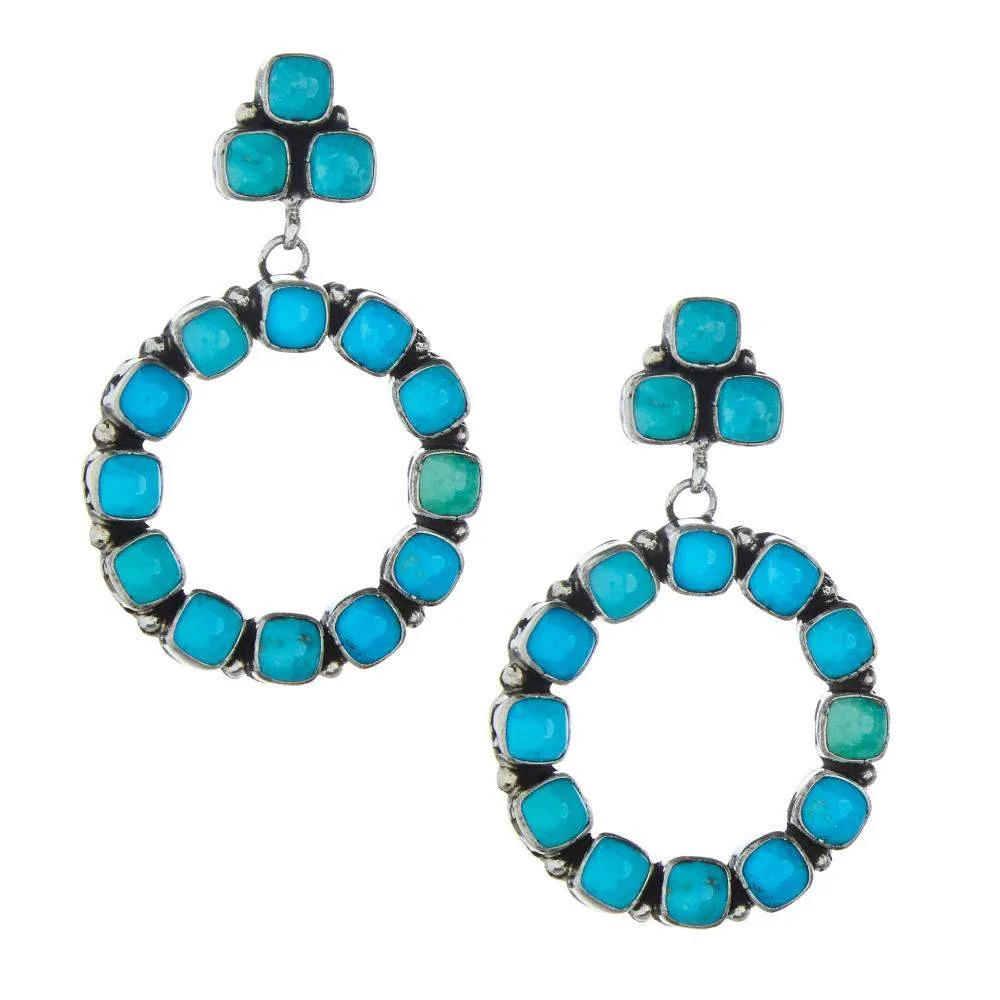 NRS Sterling Silver Turquoise Drop Earrings