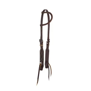 NRS Tack 3/4in Indian Tan Chocolate Roughout Rawhide Single Ear Headstall