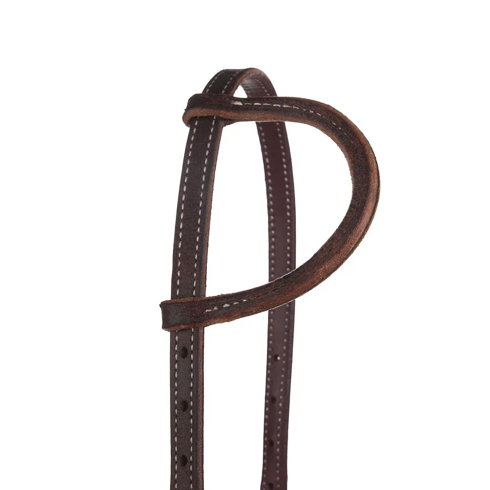 NRS Tack 3/4in Indian Tan Chocolate Roughout Rawhide Single Ear Headstall - Image 2