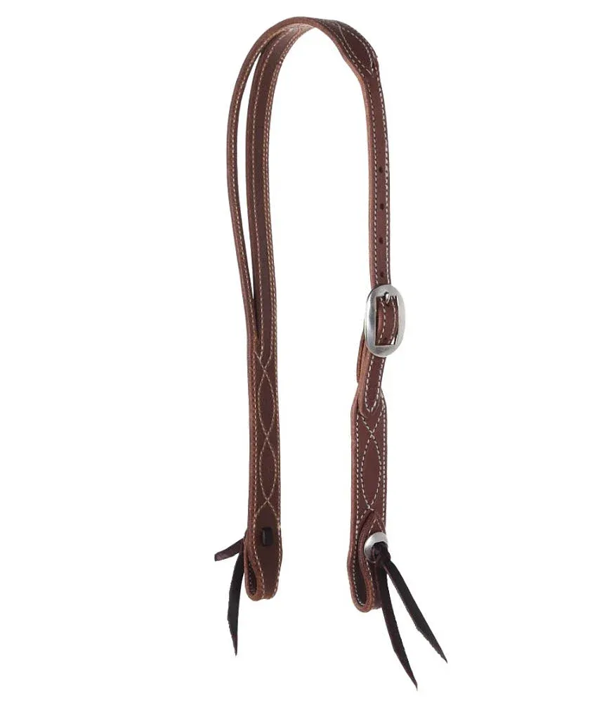 NRS TACK 3/4in Indian Tan Chocolate Roughout Rawhide Slit Ear Headstall
