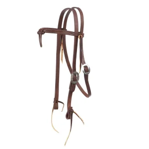 NRS Tack 3/4in Indian Tan Oiled Floral Cart Buckle Knotted Browband