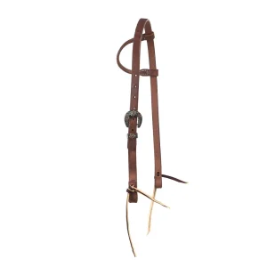 NRS Tack 3/4in Indian Tan Oiled Floral Heel Buckle Single Ear Headstall