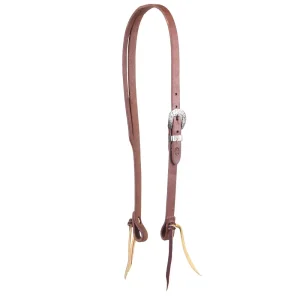 NRS Tack 3/4in Indian Tan Oiled Floral Heel Buckle Slit Ear Headstall
