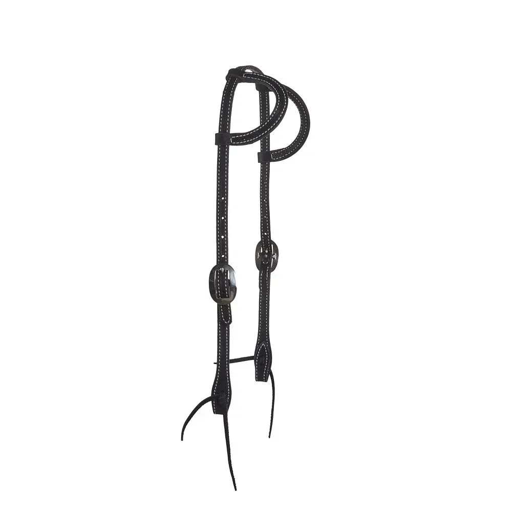 NRS Tack Black Stitched Double Ear Headstall