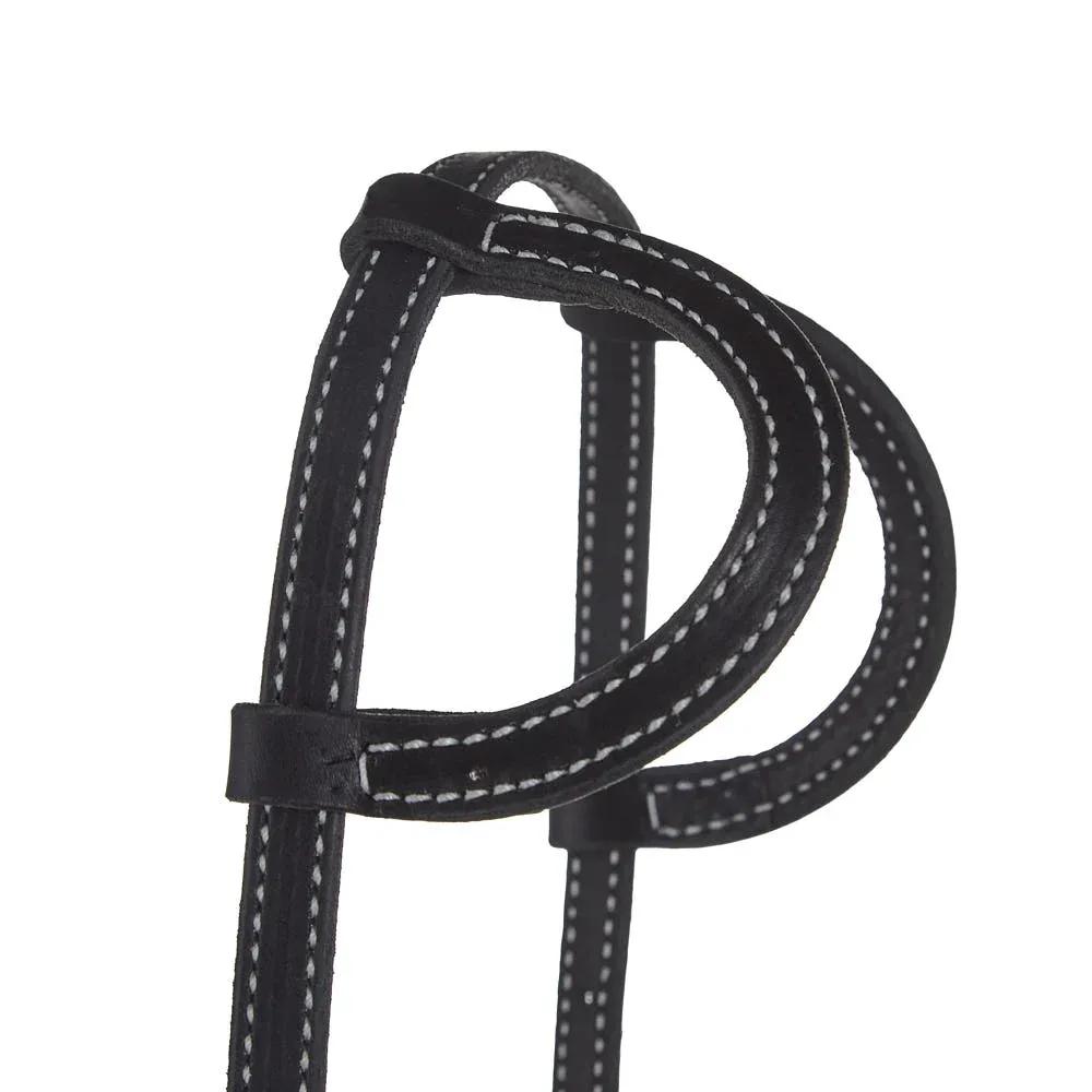 NRS Tack Black Stitched Double Ear Headstall - Image 2