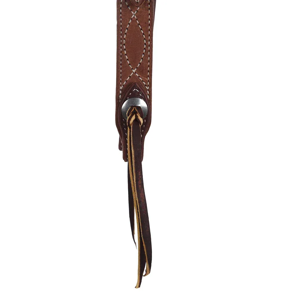 NRS Tack Figure Eight Stitched Split Ear Headstall with Floral Buckle - Image 2