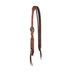 NRS TACK Figure Eight Stitched Split Ear Headstall with Floral Heel Buckle