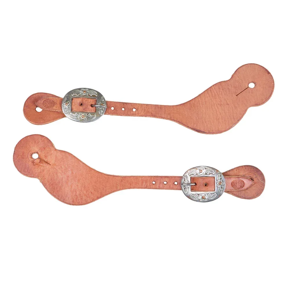 NRS Tack Men's Floral Cart Buckle Dove Wing Spur Straps