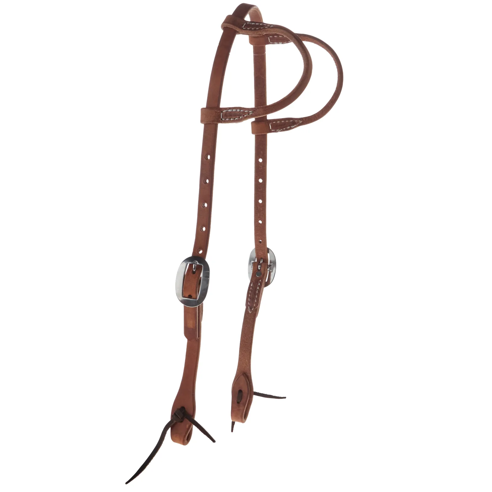NRS Tack Natural Double Ear Headstall with Bit Tie Ends - Image 2