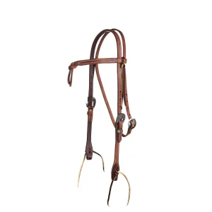 NRS Tack Premium Knotted Browband Headstall with Floral Heel Buckles