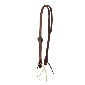 NRS Tack Premium Slot Ear Headstall with Floral Heel Buckle