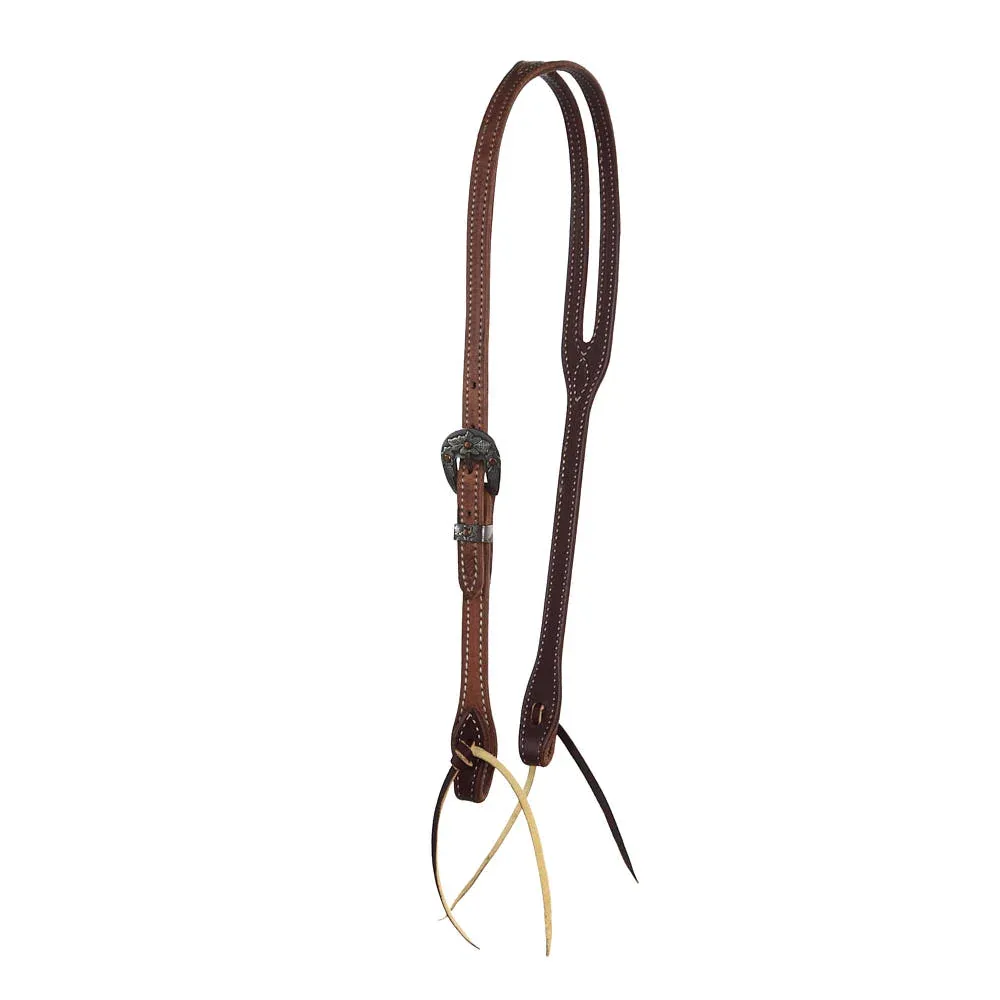 NRS Tack Premium Slot Ear Headstall with Floral Heel Buckle